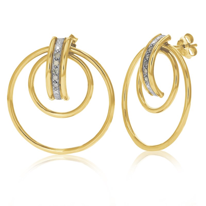 Vir Jewels 1/10 Cttw Diamond Hoop Earrings Yellow Gold Plated Over Sterling Silver