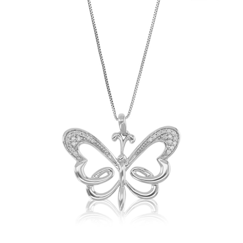 Vir Jewels 1/10 Cttw Diamond Pendant Necklace For Women, Lab Grown Diamond Butterfly Pendant Necklac In Gray
