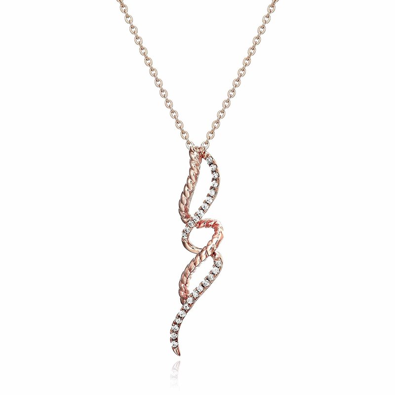 Shop Vir Jewels 1/10 Cttw Diamond Swirl Pendant Necklace 14k White And Rose Gold With Chain In Pink