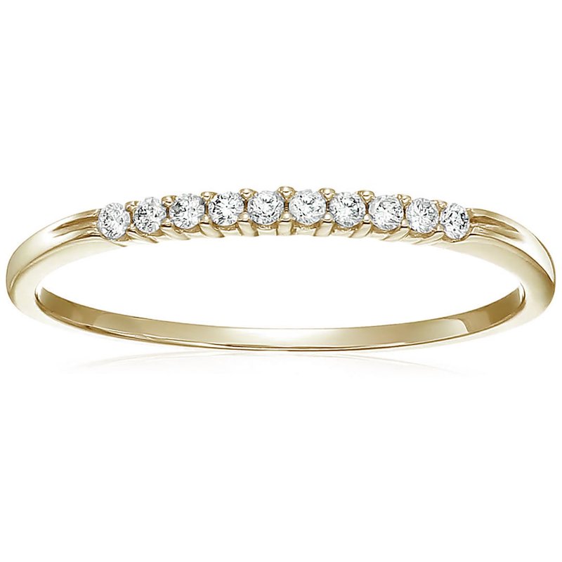 VIR JEWELS 1/10 CTTW PETITE DIAMOND WEDDING BAND FOR WOMEN IN 10K YELLOW GOLD PRONG