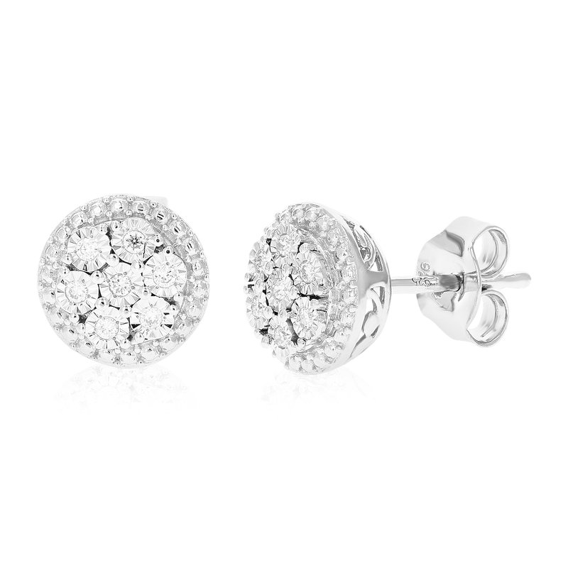 Vir Jewels 1/10 Cttw Round Lab Grown Diamond Studs Earrings .925 Sterling Silver Prong Set 1/2" In Grey