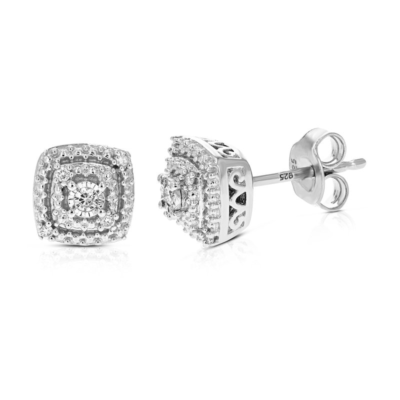 Vir Jewels 1/10 Cttw Stud Earrings For Women, Round Lab Grown Diamond Stud Earrings In .925 Sterling In White