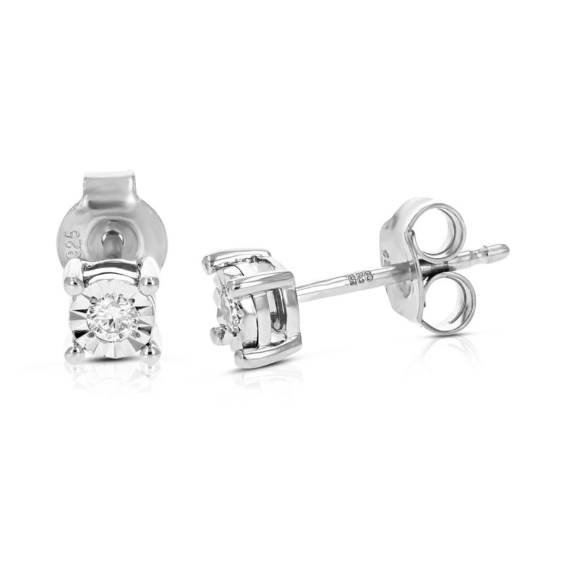 Vir Jewels 1/10 Cttw Stud Earrings For Women, Round Lab Grown Diamond Stud Earrings In .925 Sterling In Gray