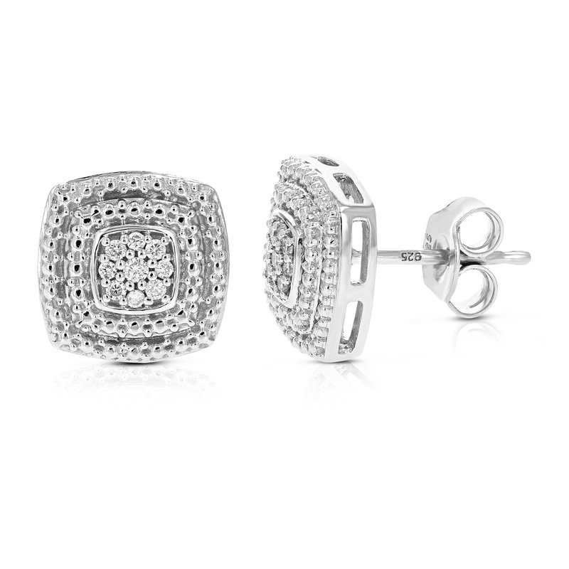 Vir Jewels 1/10 Cttw Stud Earrings For Women, Round Lab Grown Diamond Stud Earrings In .925 Sterling Silver, Pr In Grey