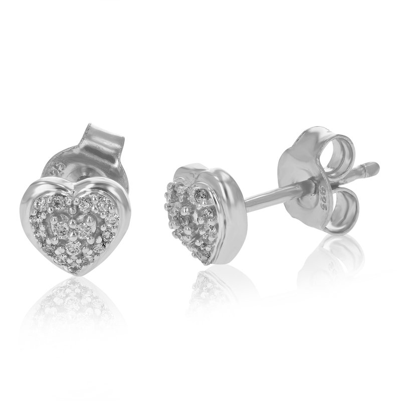 Vir Jewels 1/10 Cttw Stud Earrings For Women, Round Lab Grown Diamond Stud Earrings In .925 Sterling Silver, Pr In Grey