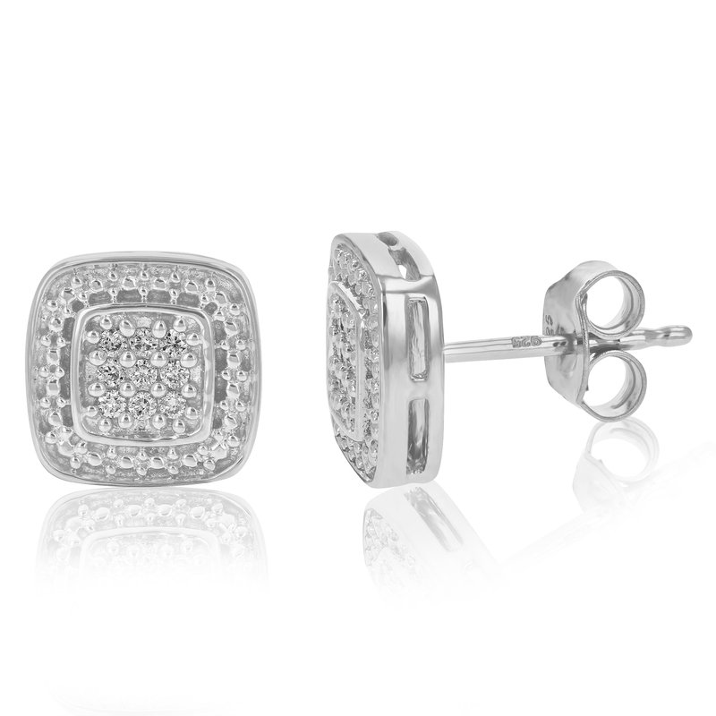 Vir Jewels 1/10 Cttw Stud Earrings For Women, Round Lab Grown Diamond Stud Earrings In .925 Sterling In Metallic