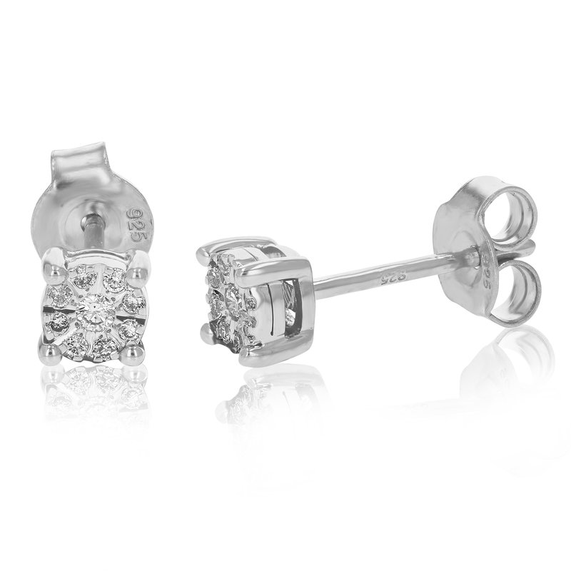 Vir Jewels 1/10 Cttw Stud Earrings For Women, Round Lab Grown Diamond Stud Earrings In .925 Sterling In Gray