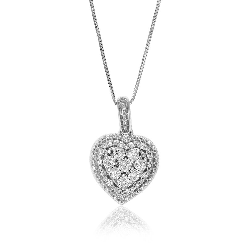 Vir Jewels 1/12 Cttw Diamond Pendant Necklace For Women, Lab Grown Diamond Heart Cluster Pendant Nec In Metallic