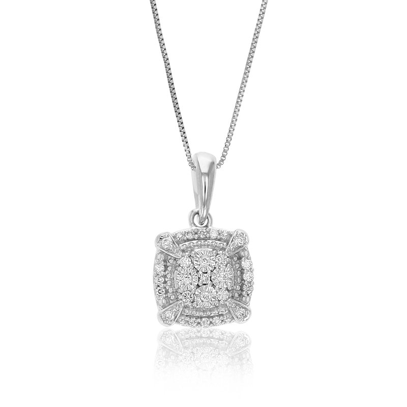 Vir Jewels 1/12 Cttw Diamond Pendant Necklace For Women, Lab Grown Diamond Square Cluster Pendant Ne In Gray