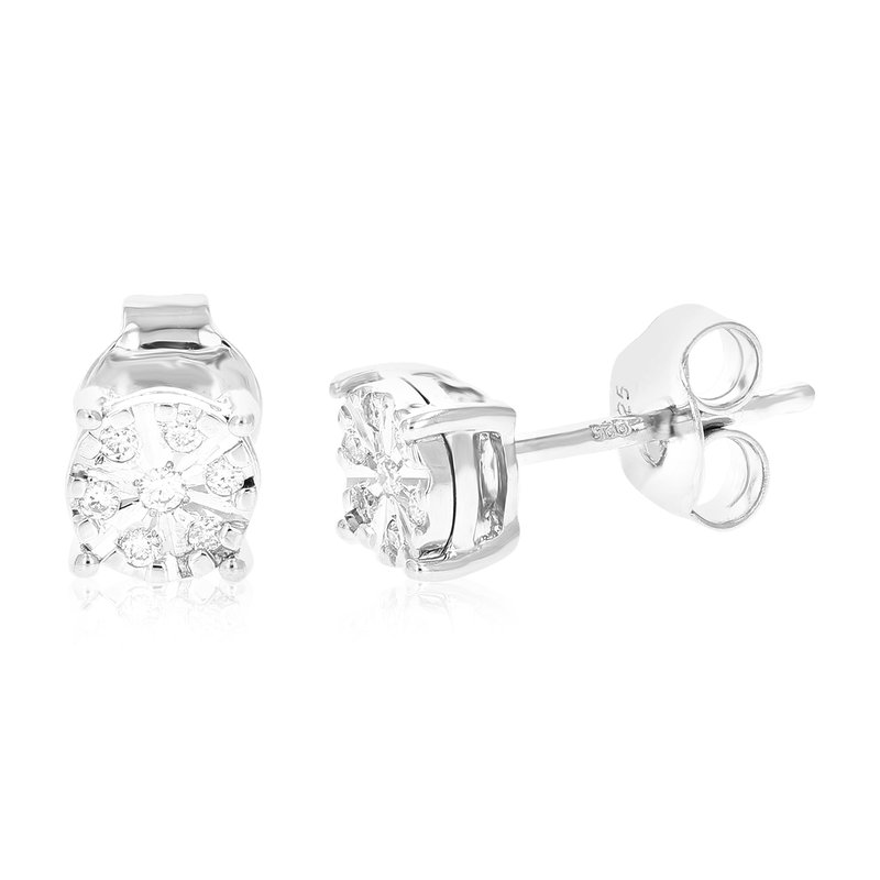 Vir Jewels 1/12 Cttw Stud Earrings For Women, Round Lab Grown Diamond Stud Earrings In .925 Sterling Silver, Pr In Grey