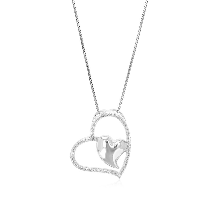 Vir Jewels 1/14 Cttw Diamond Pendant Necklace For Women, Lab Grown Diamond Heart Pendant Necklace In In Metallic