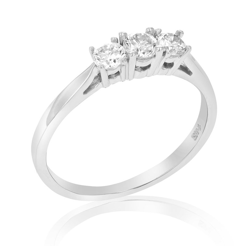 Shop Vir Jewels 1/2 Cttw Certified 3 Stone Diamond Engagement Ring 14k White Gold Si2-i1 In Grey