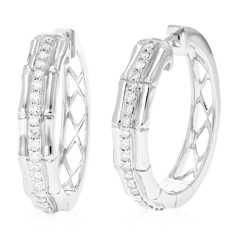Vir Jewels 1/2 Cttw Diamond Hoop Earrings For Women, Round Lab Grown Diamond Earrings In .925 Sterling Silver, In Grey