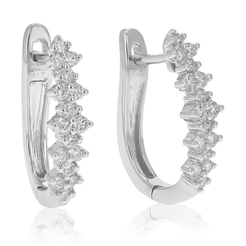 Vir Jewels 1/2 Cttw Diamond Hoop Earrings For Women, Round Lab Grown Diamond Earrings In .925 Sterling Silver, In Grey