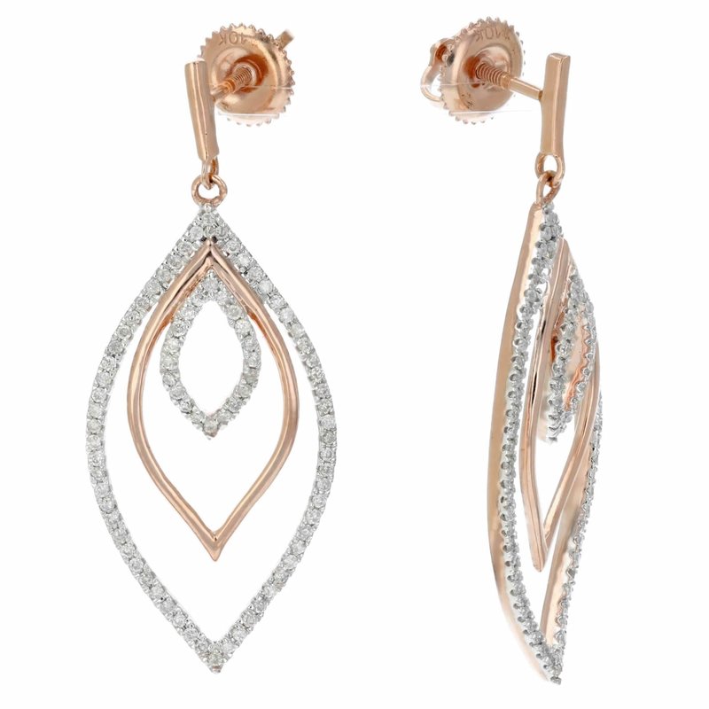 Vir Jewels 1/2 Cttw Diamond Marquise Shape Dangle Earrings 10k White And Rose Gold 1.50" In Pink