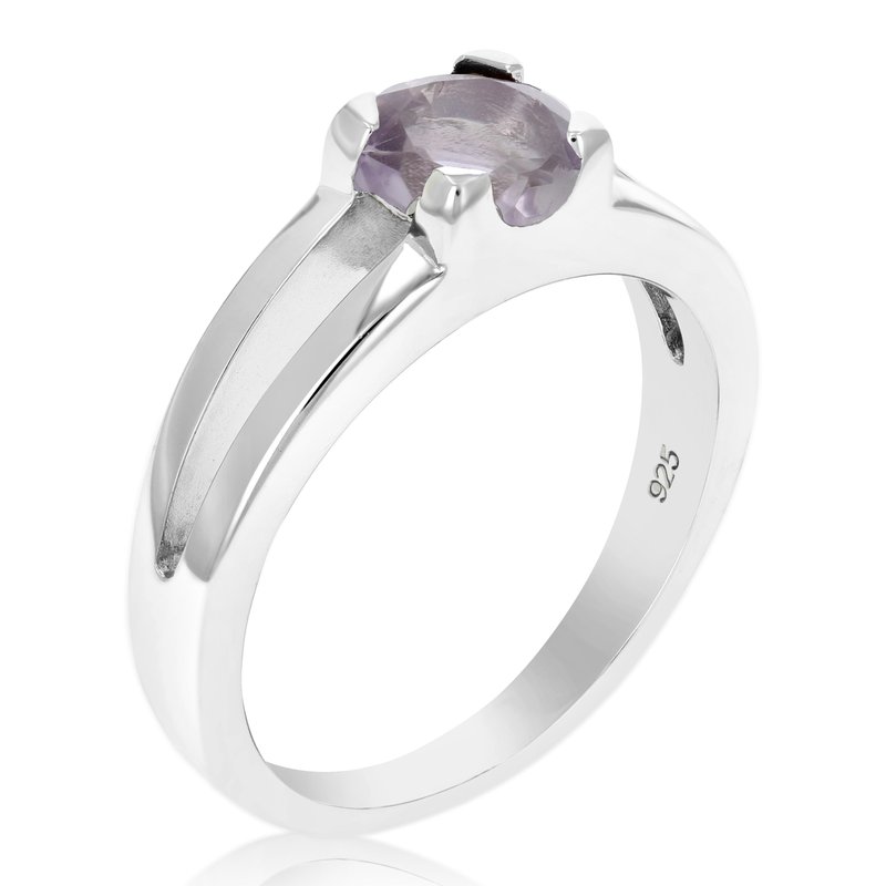 Shop Vir Jewels 1/2 Cttw Purple Amethyst Ring .925 Sterling Silver With Rhodium Round Shape 6 Mm In Grey
