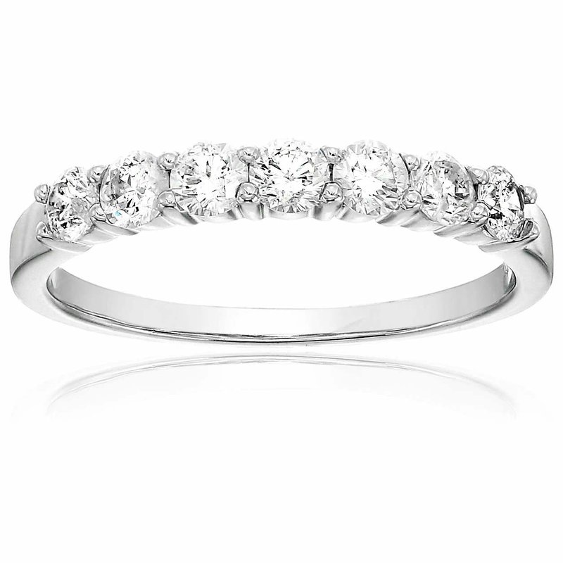 Vir Jewels 1/2 Cttw Round Diamond Wedding Band For Women In 14k White Gold 7 Stones Prong Set