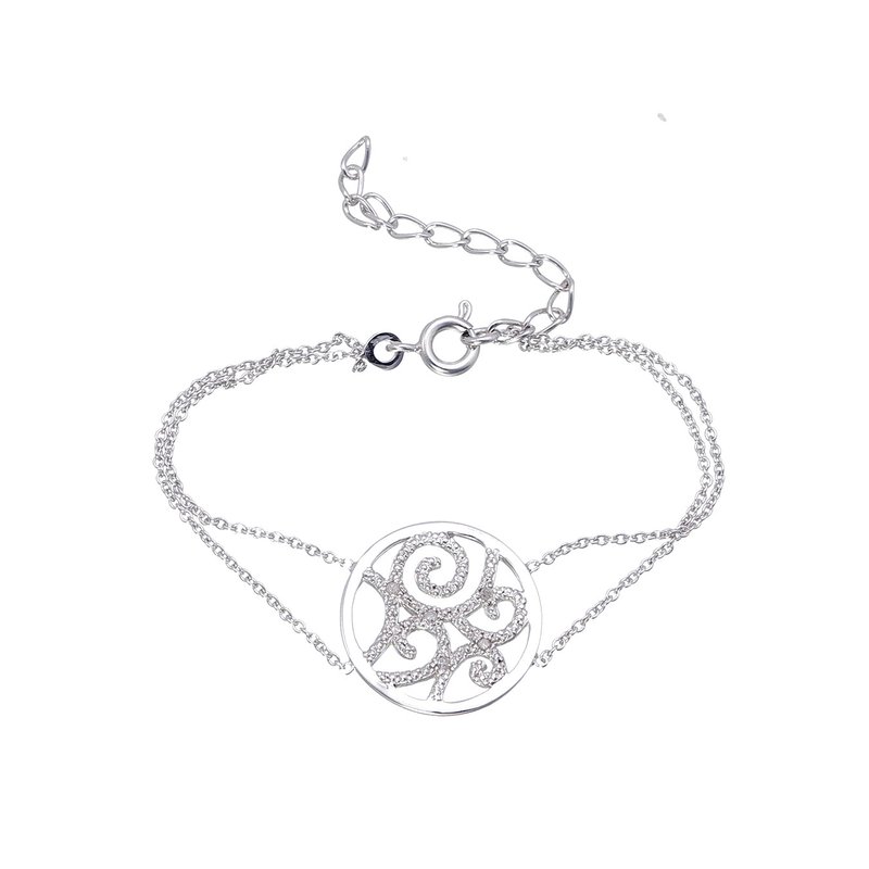Vir Jewels 1/20 Cttw Diamond Charm Bracelet Brass With Rhodium Plating Circle Design In Grey