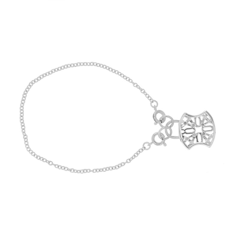 Shop Vir Jewels 1/20 Cttw Diamond Charm Bracelet Brass With Rhodium Plating Medallion Design In Grey