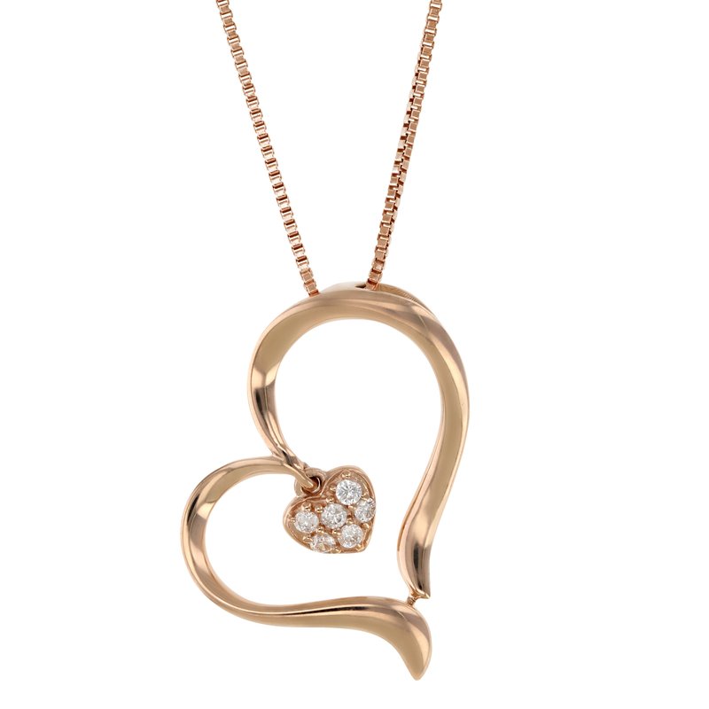 Shop Vir Jewels 1/20 Cttw Diamond Heart Pendant Necklace 14k Rose Gold With 18" Chain In Pink
