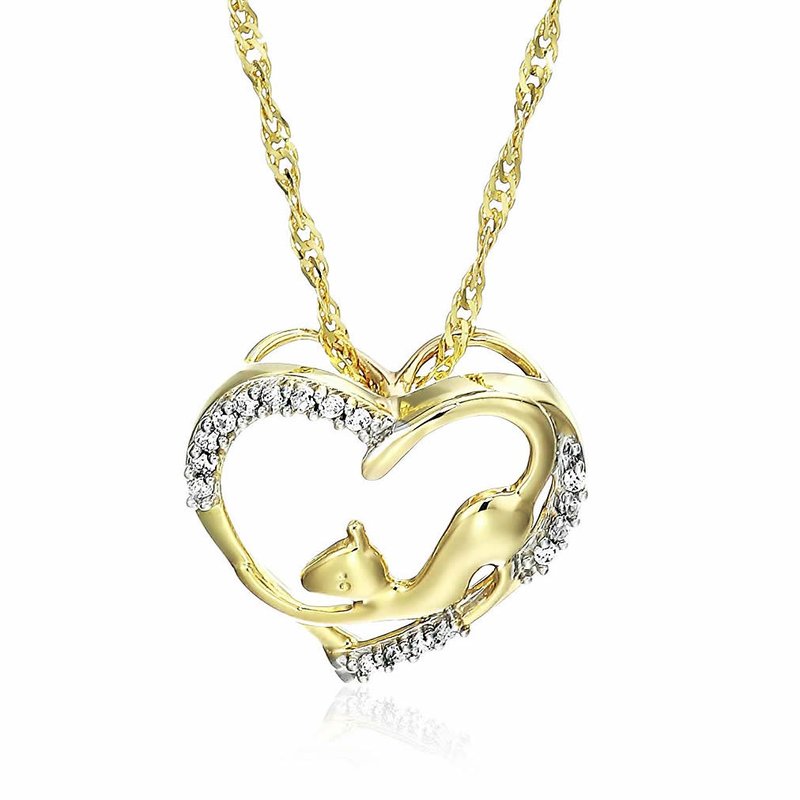 Shop Vir Jewels 1/20 Cttw Diamond Pet Heart Pendant Necklace 14k Yellow Gold 18" Chain