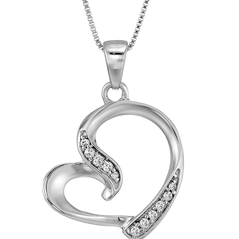 Vir Jewels 1/20 Cttw Heart Shape Diamond Pendant Necklace 14k White Gold With 18" Chain