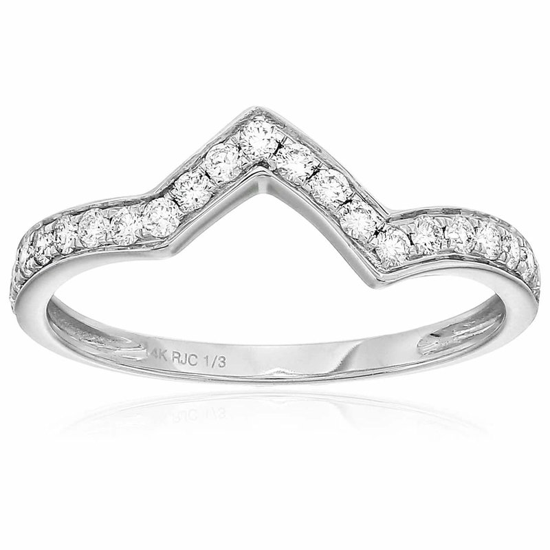 Shop Vir Jewels 1/3 Cttw Diamond Wedding Band For Women, Heartbeat Wave Style Wedding Band In 14k White Gold