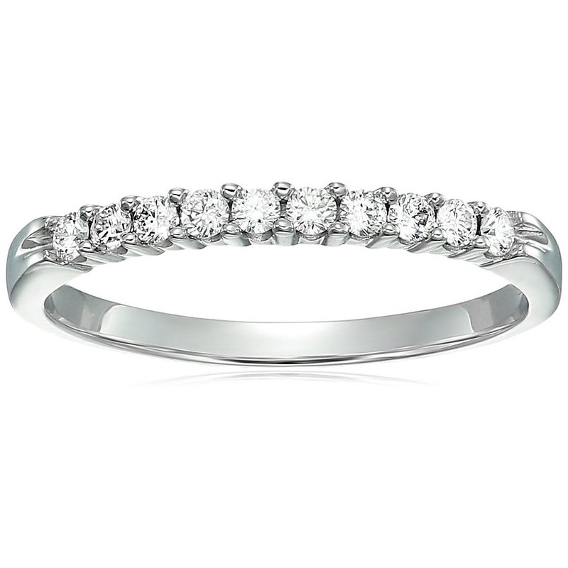 Vir Jewels 1/3 Cttw Round Diamond Wedding Band For Women In 14k White Gold, 10 Stones Prong Set, Size 4.5-10