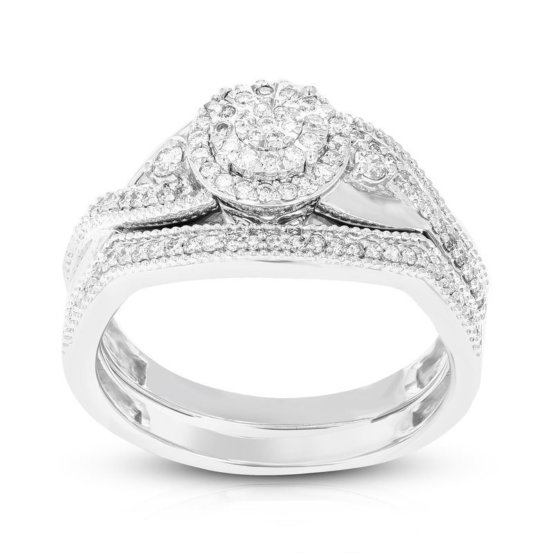 Vir Jewels 1/3 Cttw Wedding Engagement Ring Bridal Set, Round Lab Grown Diamond Ring For Women In .925 Sterling In Grey