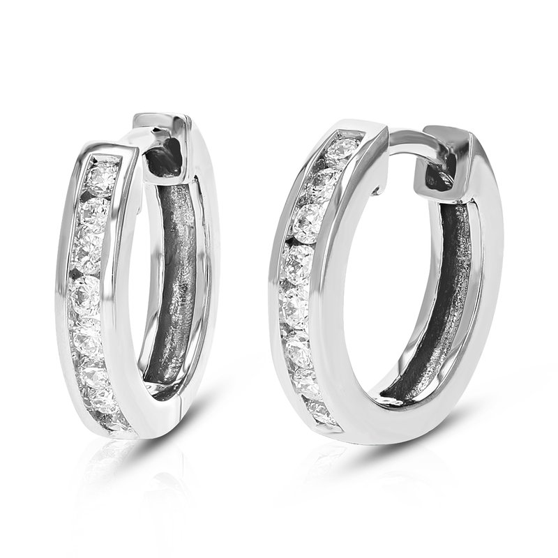 Vir Jewels 1/4 Cttw Diamond Hoop Earrings For Women, Round Lab Grown Diamond Earrings In .925 Sterli In Grey