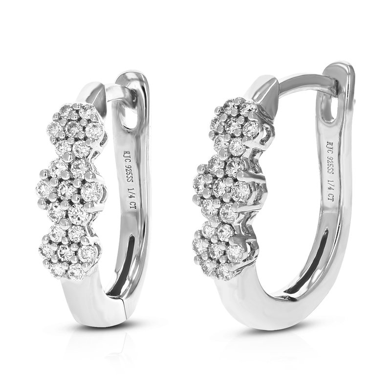 Vir Jewels 1/4 Cttw Diamond Hoop Earrings For Women, Round Lab Grown Diamond Earrings In .925 Sterli In Metallic