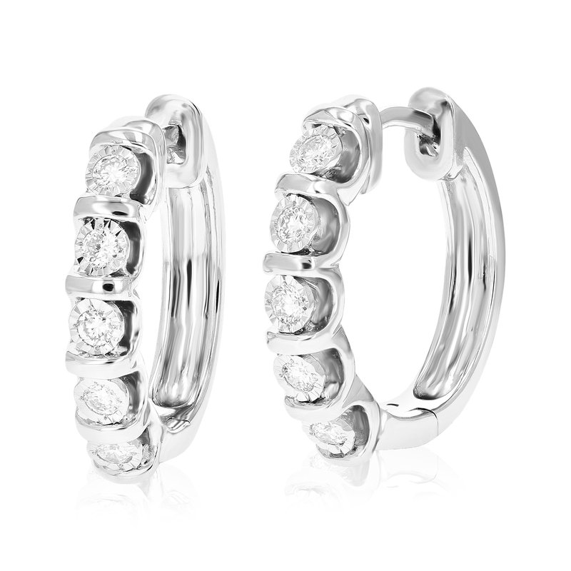 Vir Jewels 1/4 Cttw Diamond Hoop Earrings For Women, Round Lab Grown Diamond Earrings In .925 Sterli In Metallic