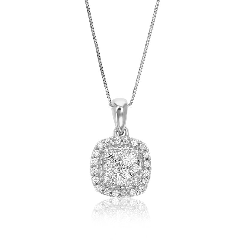 Vir Jewels 1/4 Cttw Diamond Pendant Necklace For Women, Lab Grown Diamond Cushion Cluster Pendant Necklace In . In Grey