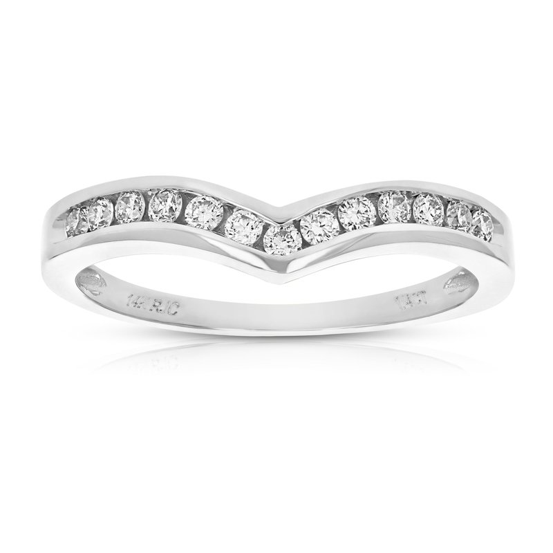 Shop Vir Jewels 1/4 Cttw Diamond Wedding Band For Women, V Shape Round Diamond Wedding Band In 14k White Gold Channe