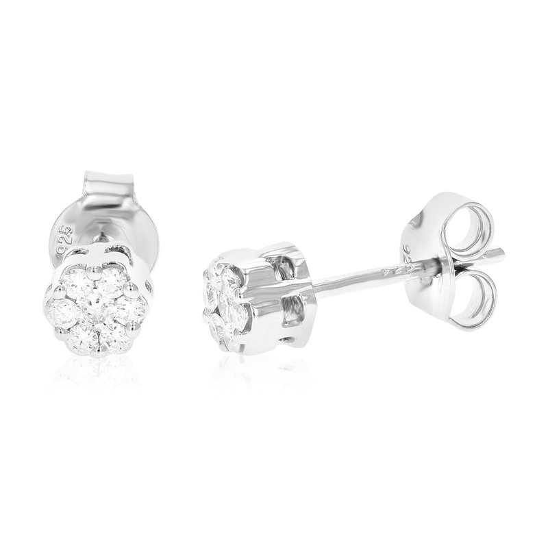 Vir Jewels 1/4 Cttw Stud Earrings For Women, Round Lab Grown 14 Diamond Stud Earrings In Gray