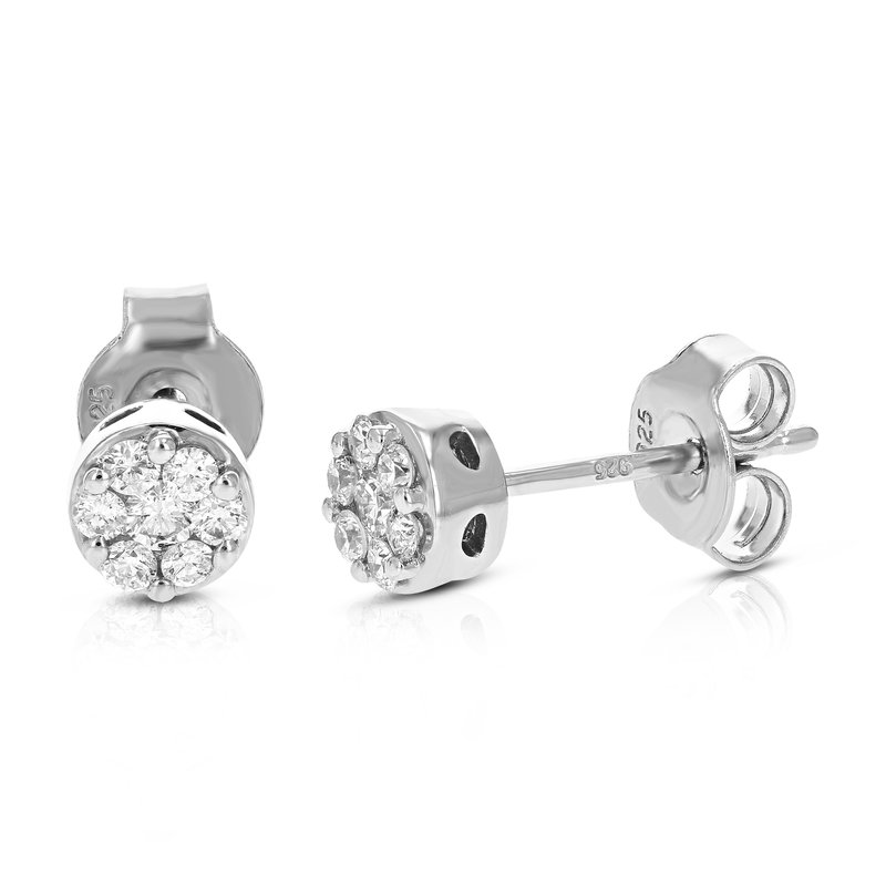 Vir Jewels 1/4 Cttw Stud Earrings For Women, Round Lab Grown 14 Diamond Stud Earrings In Grey