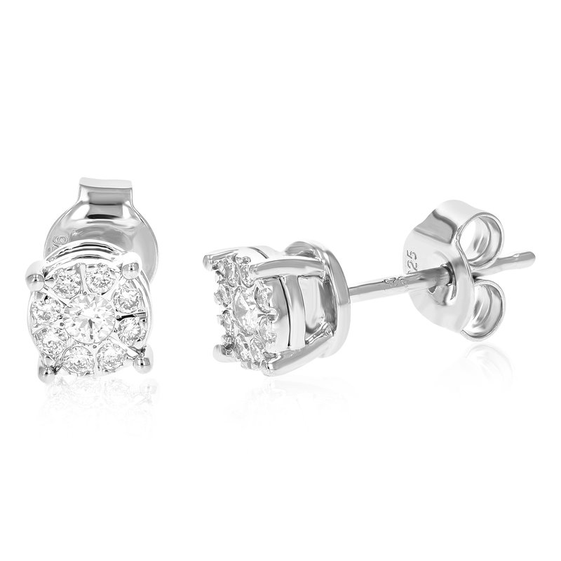 Vir Jewels 1/4 Cttw Stud Earrings For Women, Round Lab Grown 18 Diamond Stud Earrings In Grey