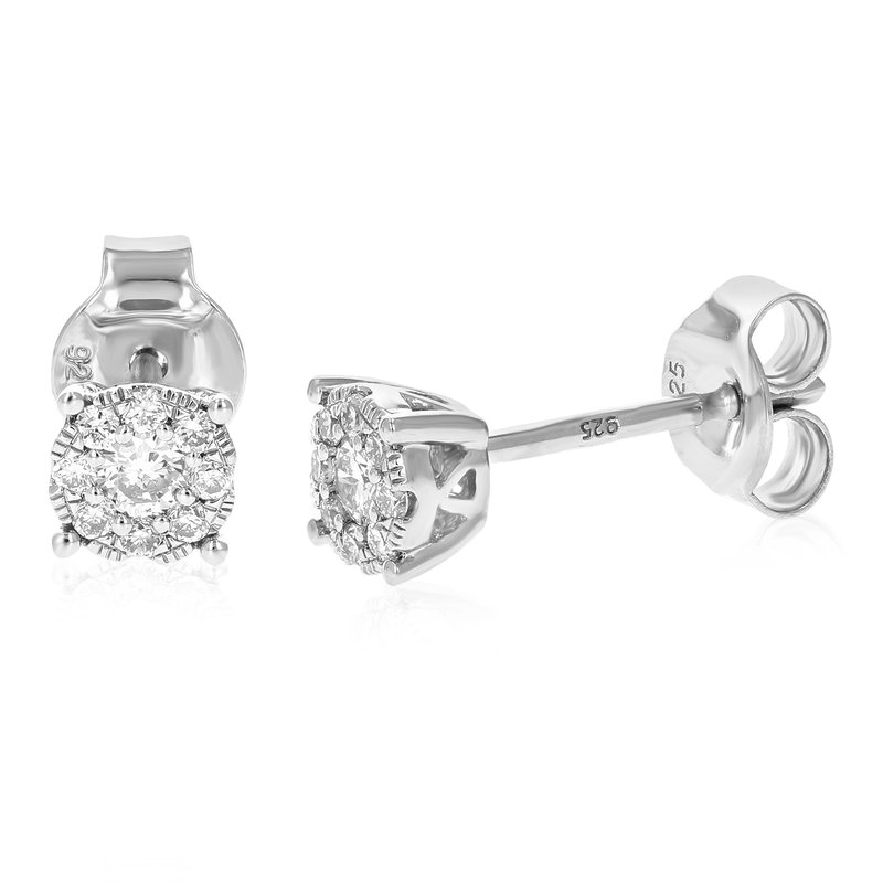 Vir Jewels 1/4 Cttw Stud Earrings For Women, Round Lab Grown 18 Diamond Stud Earrings In Grey