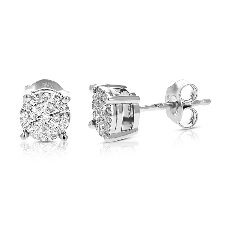 Vir Jewels 1/4 Cttw Stud Earrings For Women, Round Lab Grown 38 Diamond Stud Earrings In Grey
