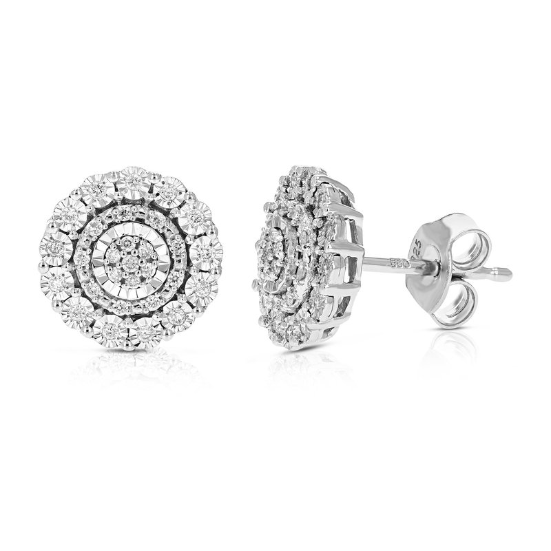 Shop Vir Jewels 1/4 Cttw Stud Earrings For Women, Round Lab Grown Diamond Stud Earrings In .925 Sterling  In Grey