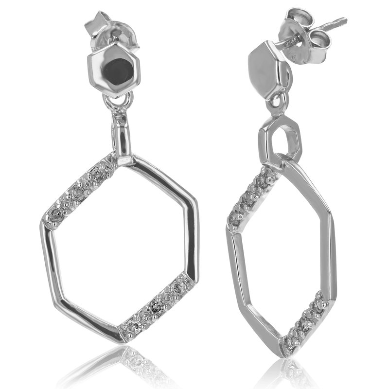 Shop Vir Jewels 1/5 Cttw Diamond Dangle Earrings .925 Sterling Silver With Rhodium Plating In Grey