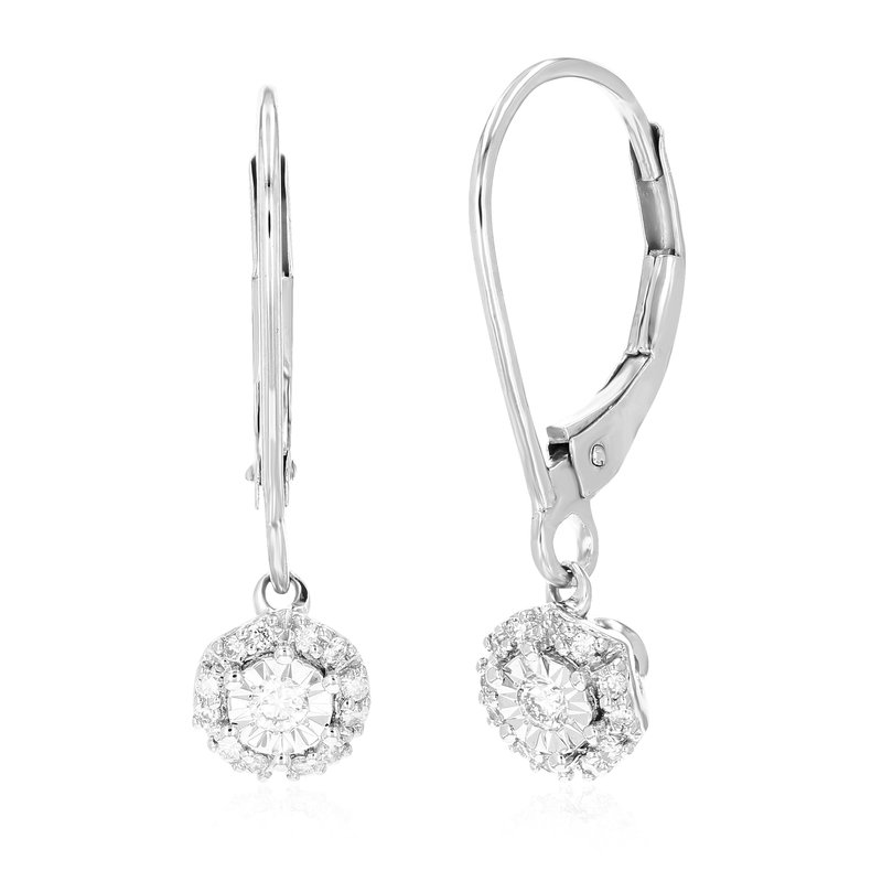 Shop Vir Jewels 1/6 Cttw Dangle Earrings For Women, Round Lab Grown Diamond Dangle Earrings In .925 Sterl In Grey