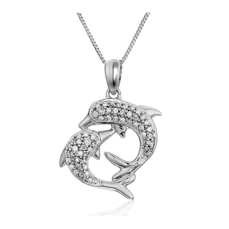 Shop Vir Jewels 1/6 Cttw Diamond Dolphin Pendant Necklace 14k White Gold With 18" Chain