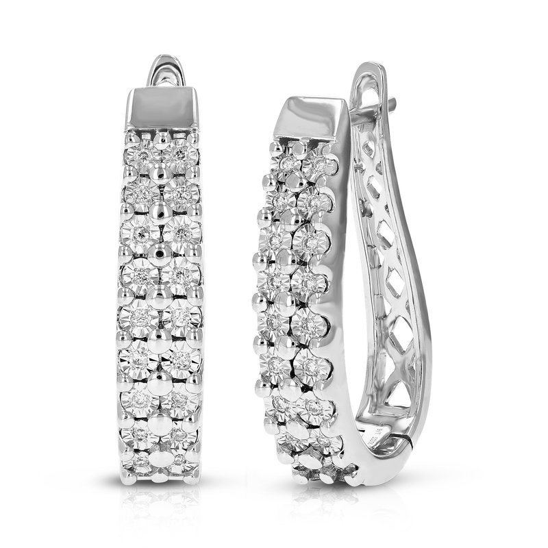 Vir Jewels 1/6 Cttw Diamond Hoop Earrings For Women, Round Lab Grown Diamond Earrings In .925 Sterling Silver, In Grey