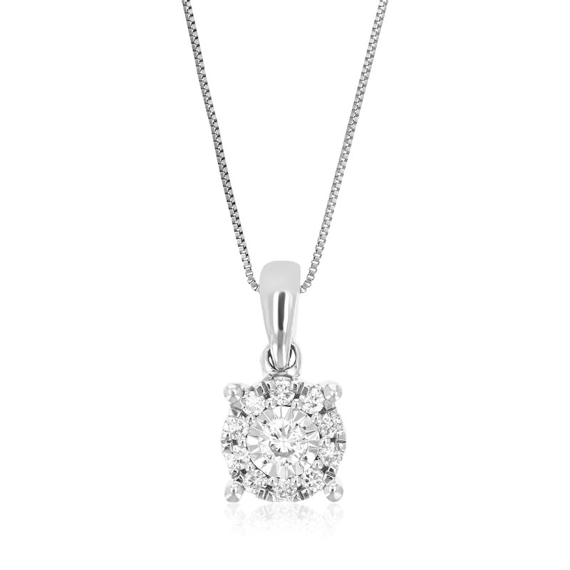 Vir Jewels 1/6 Cttw Diamond Pendant Necklace For Women, Lab Grown Diamond Round Pendant Necklace In .925 Sterli In Grey