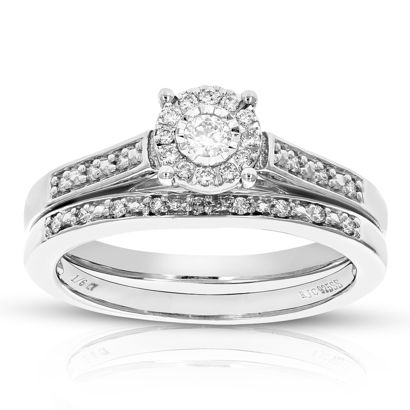 Vir Jewels 1/7 Cttw Wedding Engagement Ring Bridal Set, Round Lab Grown Diamond Ring For Women In.92 In Metallic