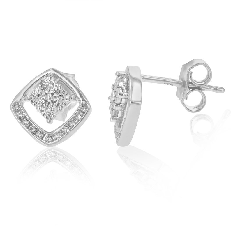 Shop Vir Jewels 1/8 Cttw Dangle Earrings For Women, Round Lab Grown Diamond Dangle Earrings In .925 Sterl In Grey