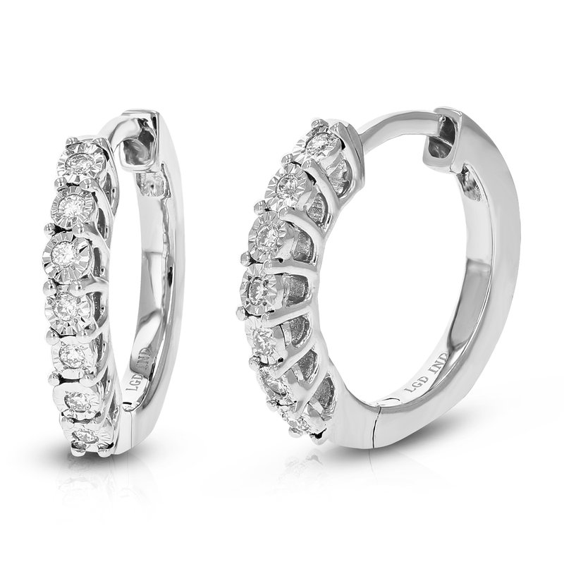 Vir Jewels 1/8 Cttw Diamond Hoop Earrings For Women, Round Lab Grown Diamond Earrings In .925 Sterling Silver, In Grey