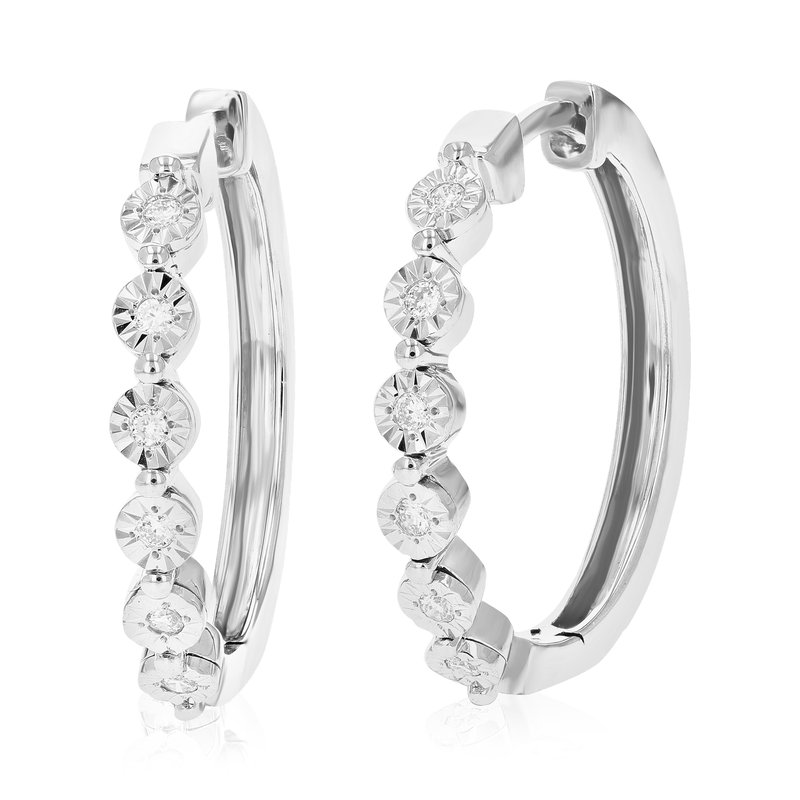 Vir Jewels 1/8 Cttw Diamond Hoop Earrings For Women, Round Lab Grown Diamond Earrings In .925 Sterli In Metallic