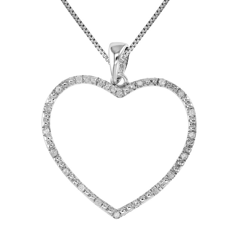 Vir Jewels 1/8 Cttw Diamond Pendant, Diamond Heart Pendant Necklace For Women In .925 Sterling Silver With Rhod In Grey